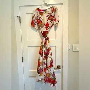 Long maxi wrap, floral dress